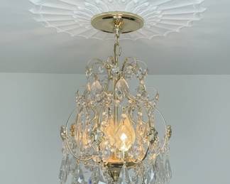 Vintage Swarovski Crystal & Brass Chandelier