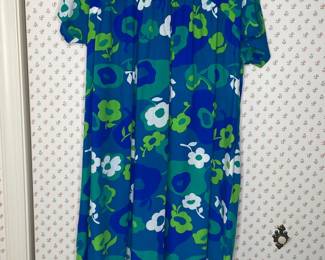 Vintage Floral Print Maxi Lounger House Dress