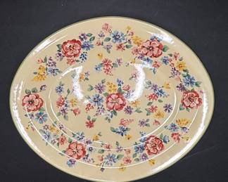 Longaberger Pottery Spring Floral Oval Serving Platter