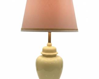 Vintage Pale Yellow Ceramic Ginger Jar Table Lamp