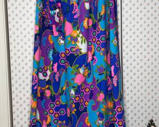Vintage Psychedelic Floral Maxi Wrap Skirt