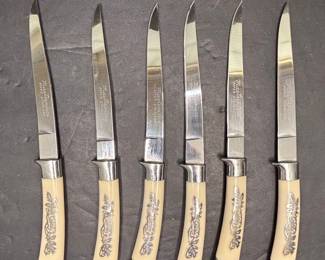 Masterpiece Super Stainless Steak Knives with Floral Inlay Handles