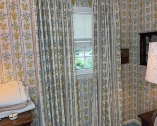 Vintage Floral Stripe Drapery Panels with Matching Valance