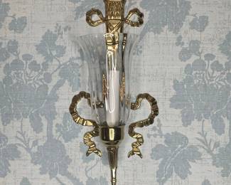 Brass Torch and Ribbon Wall Sconce