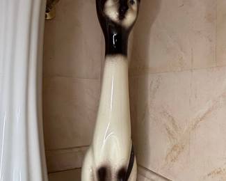 Vintage Long Neck Siamese Cat Brush Holder