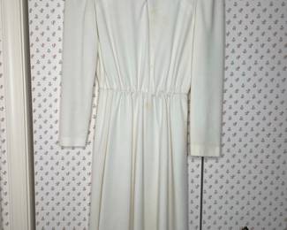 Vintage Cream Long-Sleeve Day Dress