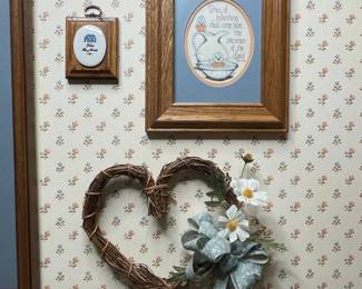 Vintage Heart-Shaped Wreath with Silk Flowers and Bow