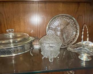 Vintage Silver-Plated Casserole Dish with Glass Insert and Lid