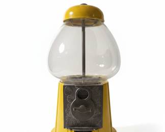 Vintage Yellow Gumball Machine with Glass Globe
