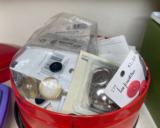 Collection of Vintage Sewing Notions and Buttons