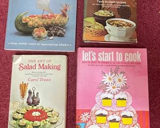 Vintage Cookbook Collection: The Fine Art of Garnishing, The Thrifty Cook, The Art of Salad Making, and Let's Start to Cook