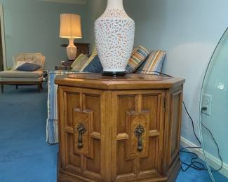 Vintage Hexagonal Accent Storage End Table