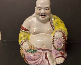 Chinese Famille Rose Porcelain Laughing Buddha Figurine