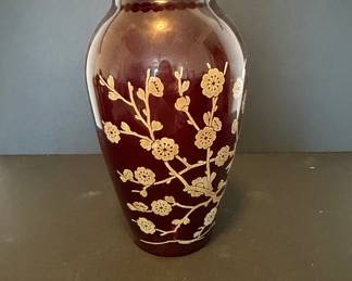 Japanese Cloisonné Ginbari Vase with Plum Blossoms
