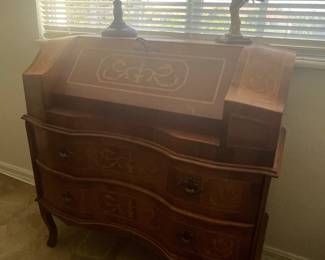 Italian Marquetry Bombe Fall-Front Secretary Desk