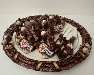 Vintage Hand-Painted Ceramic Nut Serving Set