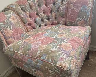 Vintage Floral Upholstered Barrel Back Accent Chair