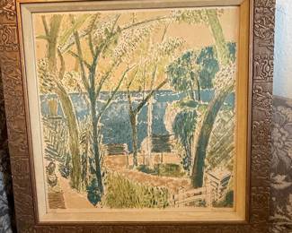 Bourdine Signed Lithograph Landscape