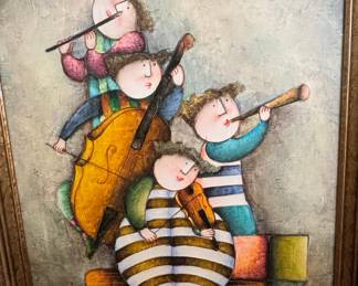 Joyce Roybal 'The Musicians' Oil Painting