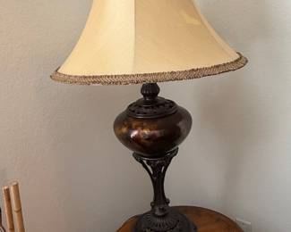 Vintage Urn Shaped Table Lamp with Ornate Base and Bell Shade