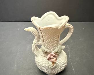 Vintage Occupied Japan Hobnail Porcelain Pitcher with Applied Rose