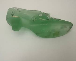 Sue K. Fenton Signed Satin Glass Slipper with Butterflies