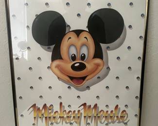 Vintage 1980s Mickey Mouse Art Print with Polka Dots