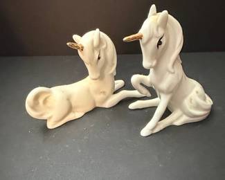 Vintage Enesco Porcelain Unicorn Figurines