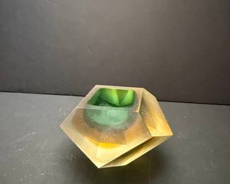 Murano Sommerso Faceted Art Glass Bowl