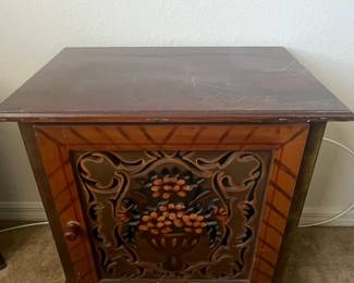 Vintage Rosemaling Style Hanging Cabinet