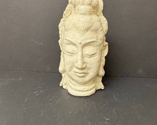 Vintage Ceramic Guanyin Bodhisattva Head Sculpture