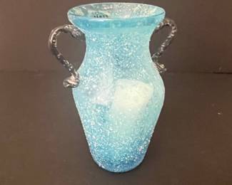Blue Scavo Amphora Vase with Snake Handles