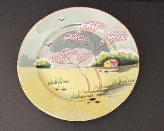 Hand Painted Japanese Landscape Plate - Meito China