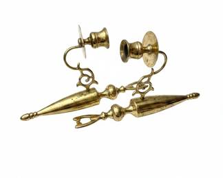 Vintage Brass Double Arm Wall Sconce Candle Holders