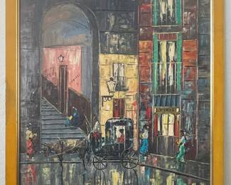Gay Candelis Oil on Panel Painting of "Plaza Mayor"