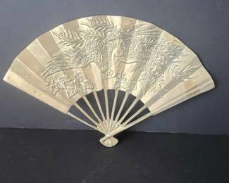 Vintage Solid Brass Phoenix/Dragon Embossed Wall Fan