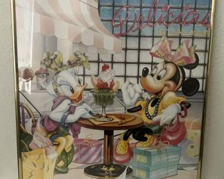 Disney Minnie Mouse and Daisy Duck Ice Cream Parlor Print 1986