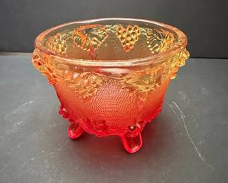 Jeannette Glass Amberina Grape Vine Footed Candy Dish