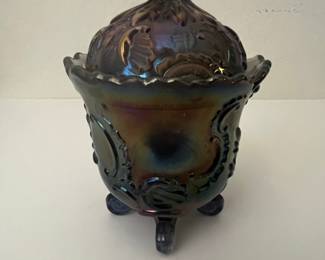 Imperial Glass Grape and Cable Carnival Glass Candy Dish