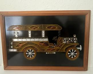 Vintage String Art Model T Automobile Wall Hanging