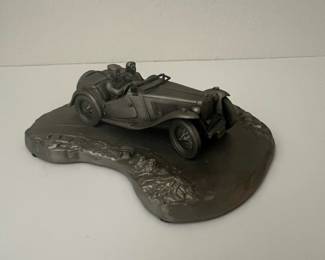 Raymond Meyers 'Taking the Curve' MG TC Pewter Sculpture