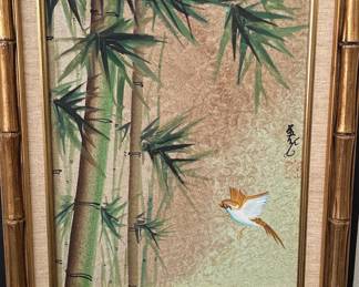 Japanese Painting of Sparrow and Bamboo