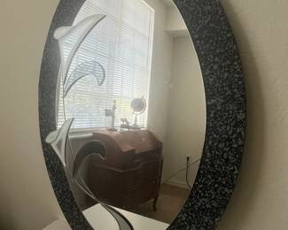 Dave Marshall Signed Etched Oval Mirror