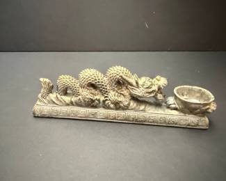 Vintage Chinese Dragon Incense Holder and Brush Rest