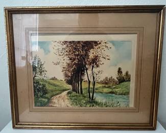 Vintage Paris Etching Society Landscape Print, Signed