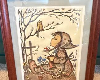 Berta Hummel "Little Girl with Bird" Framed Print