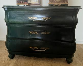 Green Bombe Commode with Brass Hardware