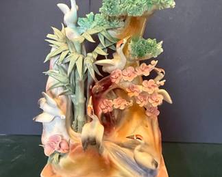 Chinese Porcelain "Three Friends of Winter" Figural Sculpture with Cranes