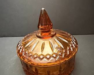 Indiana Glass Amber Princess Pattern Candy Dish