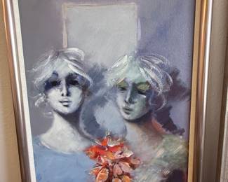 Umberto Bianchini Oil Painting of Two Figures